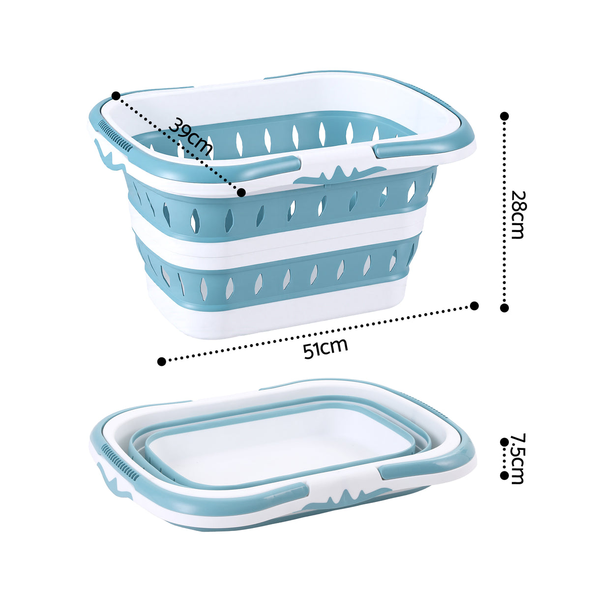 Artiss Laundry Basket Hamper Large Foldable Washing Clothes Storage Organiser Blue