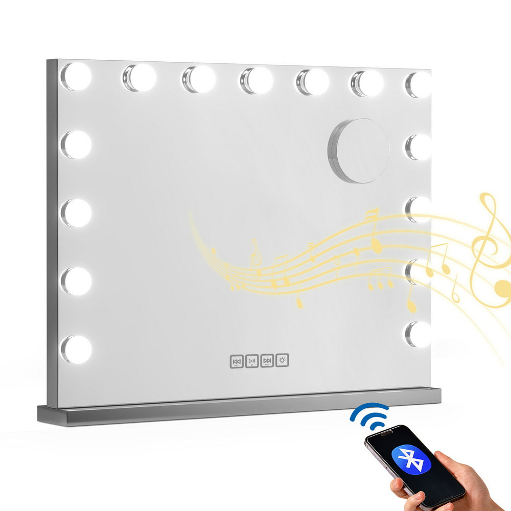 Embellir Bluetooth Makeup Mirror 58x46cm Hollywood Vanity with LED Light Wall