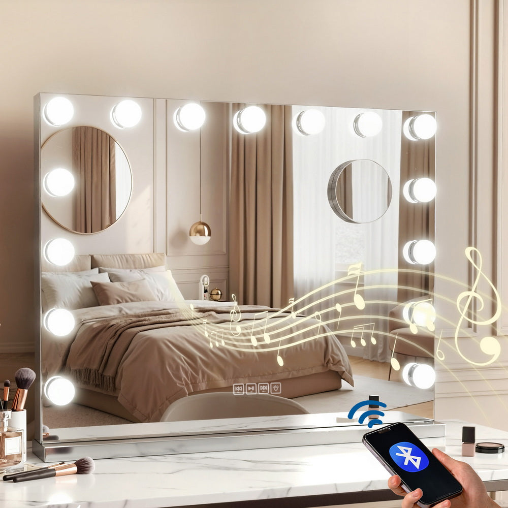 Embellir Bluetooth Makeup Mirror 58x46cm Hollywood Vanity with LED Light Wall