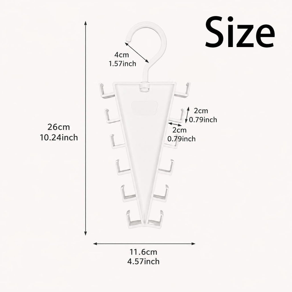 4-Pack V-Shaped 360° Rotating Closet Organizer with 12 Hooks for Hats, Bags & Scarves, Space-Saving Wardrobe Hanger (White)