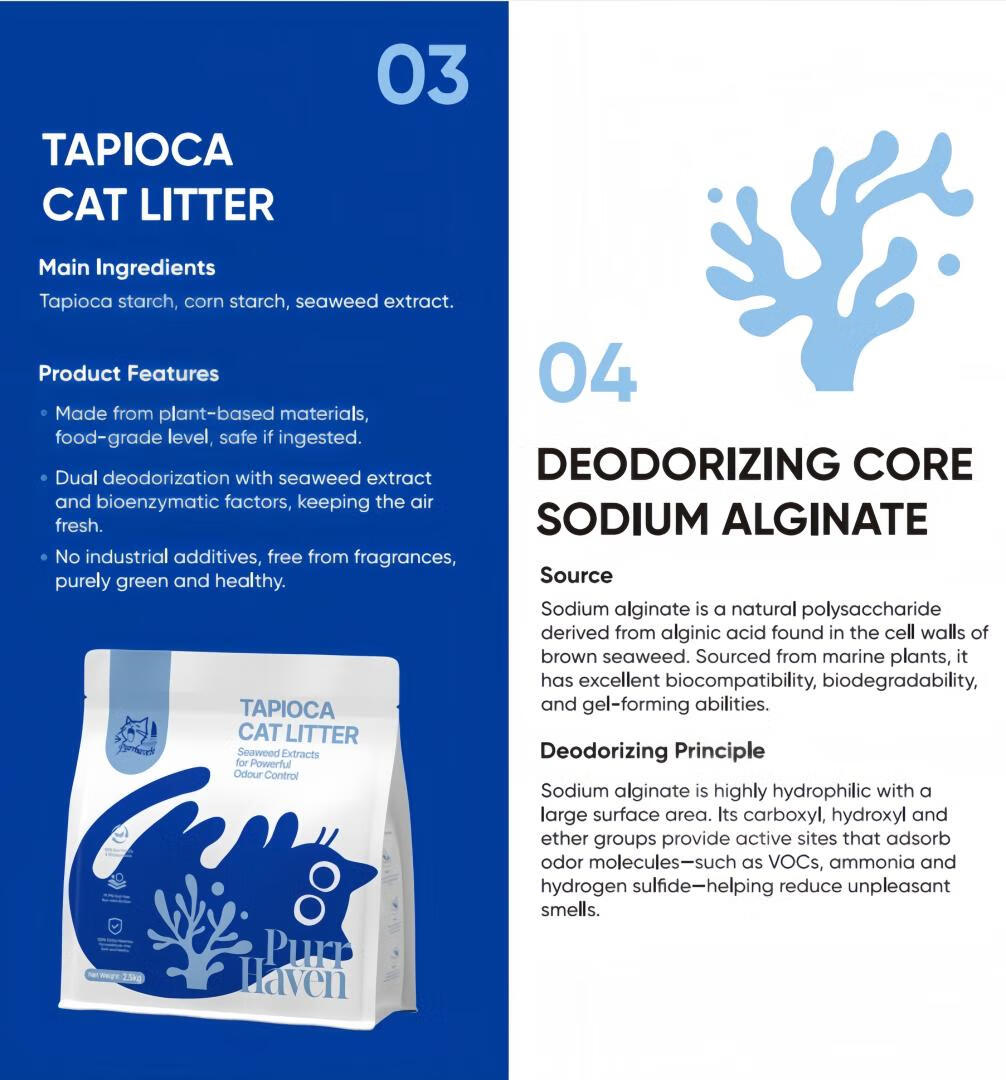 Purr Haven Tapioca Cat Litter | 1 Carton | 6 Packs Per Carton | 2.5kg Per Pack