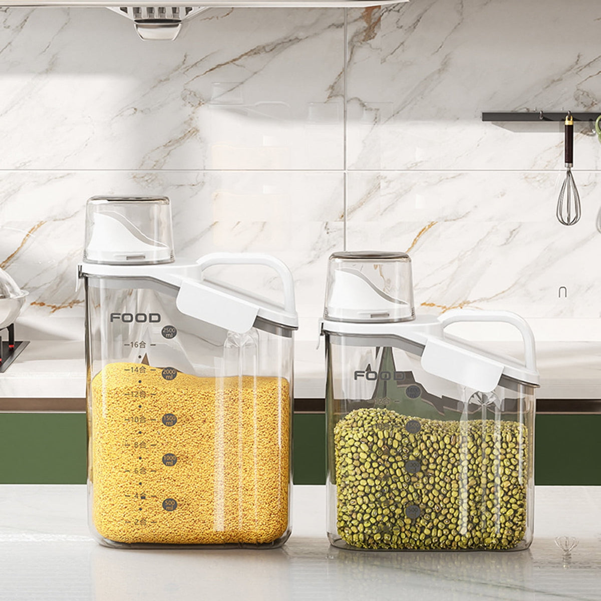 2000ml/2800ml Airtight Cereal Container Rice Dry Grain Dispenser Thicken Rice Cylinder Clear Food Storage Box L Blue