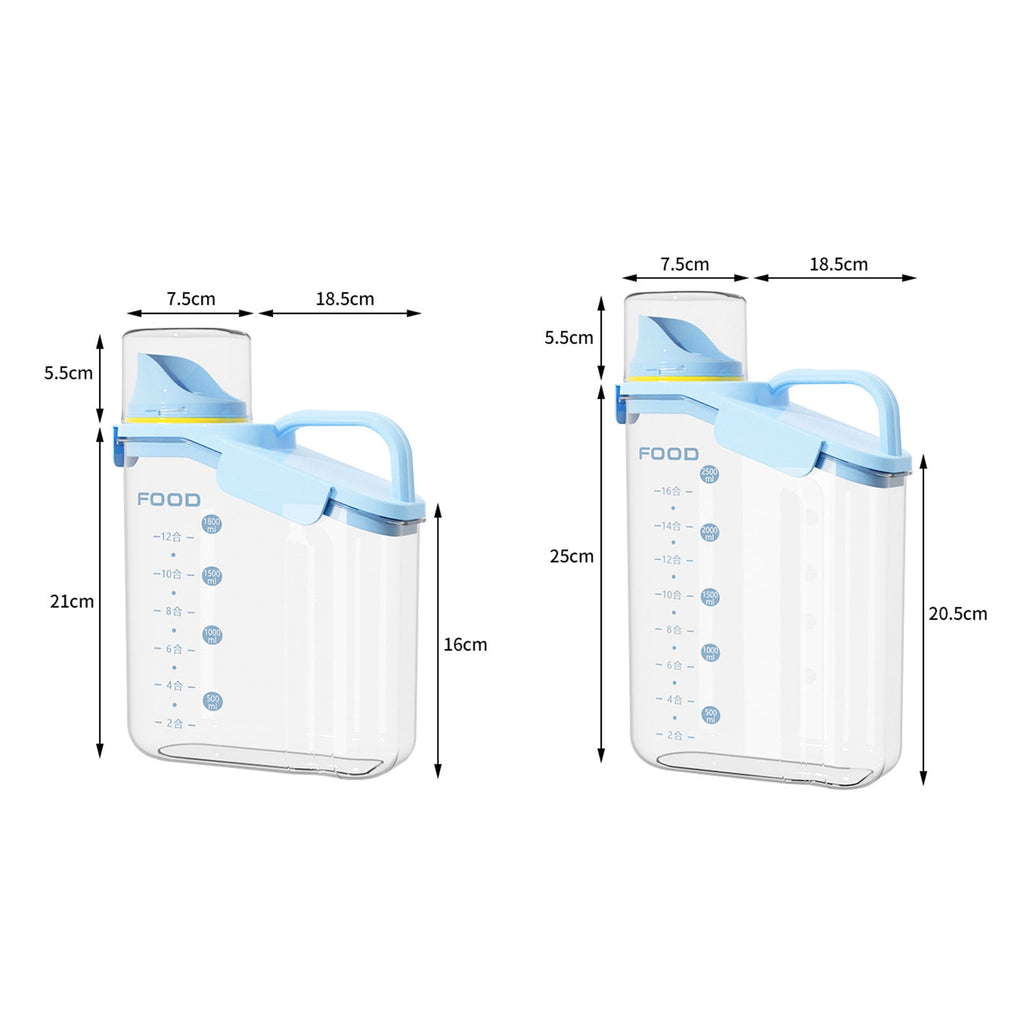 2000ml/2800ml Airtight Cereal Container Rice Dry Grain Dispenser Thicken Rice Cylinder Clear Food Storage Box L Blue