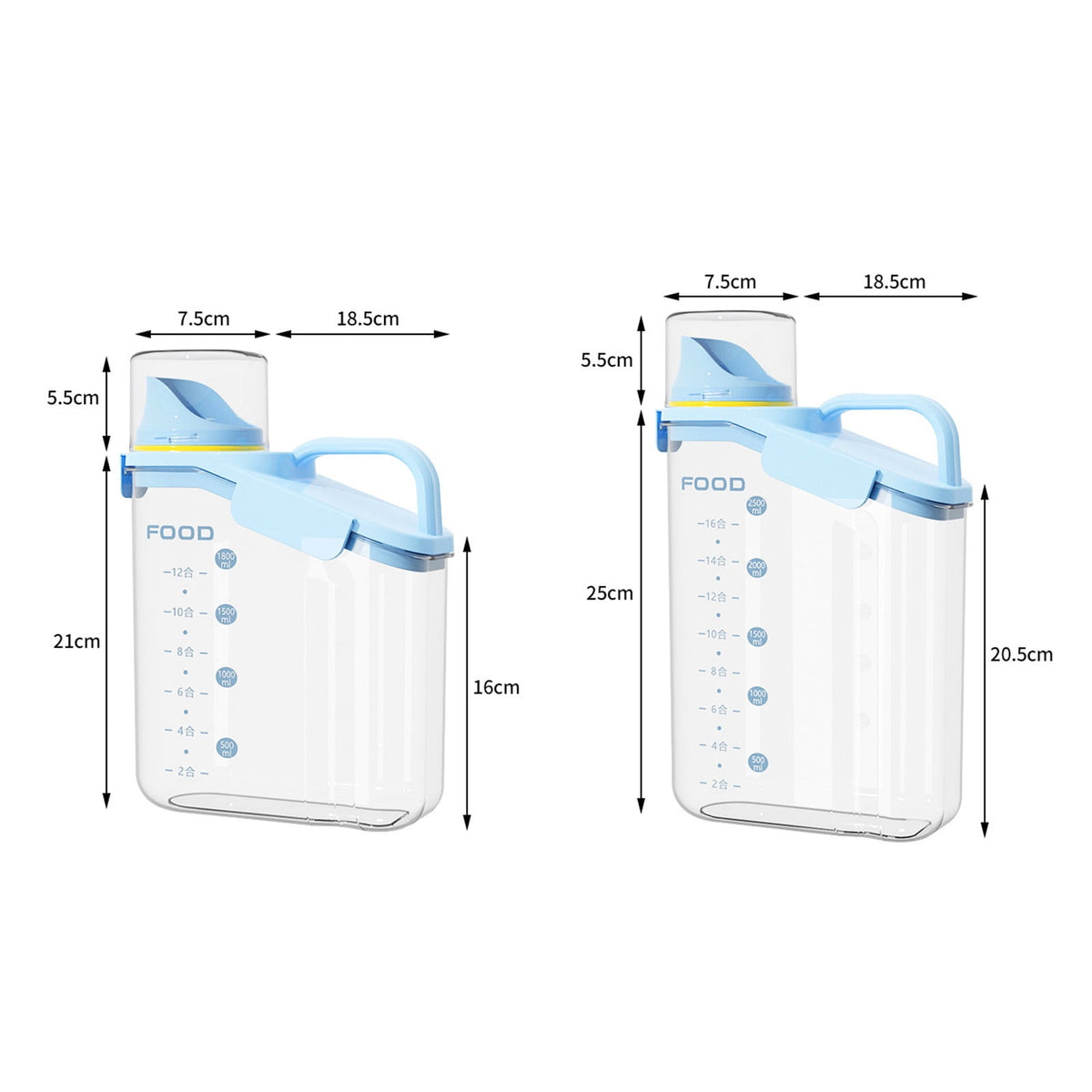 2000ml/2800ml Airtight Cereal Container Rice Dry Grain Dispenser Thicken Rice Cylinder Clear Food Storage Box L Blue