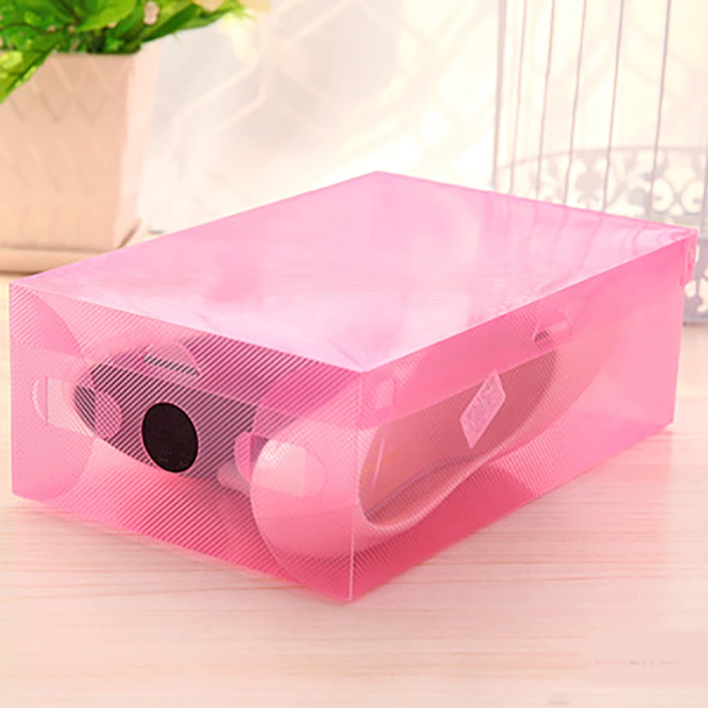 5PCS Shoe Storage Box with Flip Lid, Foldable Clear Shoe Storage Organizer, Plastic Stackable Shoes Container, Storage Containers Box for Shoes Belts Socks Cosmetics Accessories Multicolor