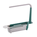Upgraded Telescopic Sink Storage Rack, Adjustable Length 2-in-1 Sink Organizer Tray Sponge Soap Holder with Dishcloth Hanger