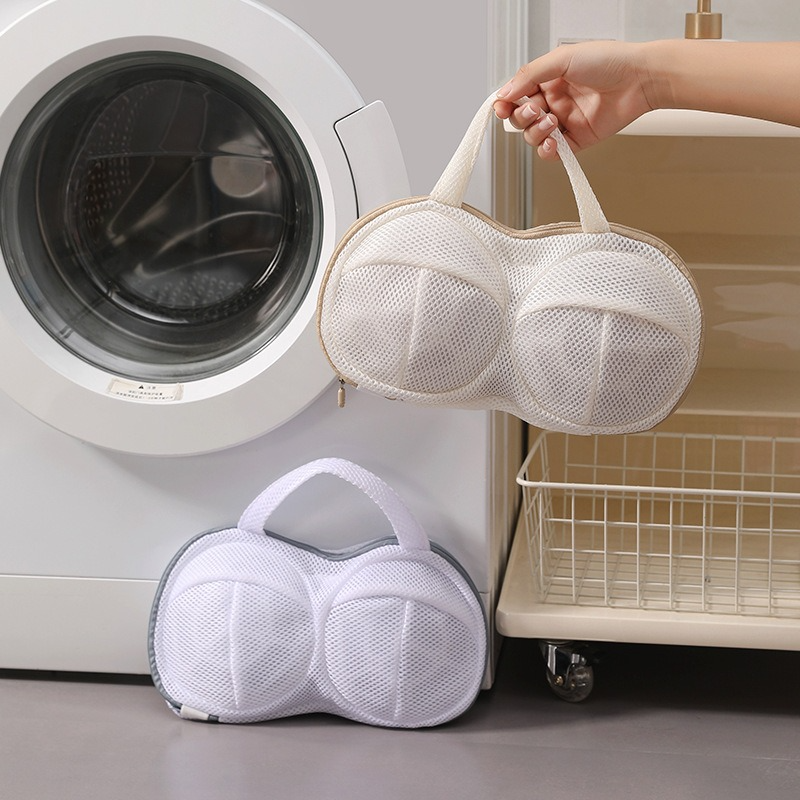 3D Support Bra Laundry Bag, Thick Mesh Bra Wash Bag with Zipper & Handle, Anti-Deformation Bra Protector for Washing Machine - Assorted Colors