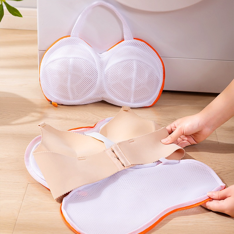 3D Support Bra Laundry Bag, Thick Mesh Bra Wash Bag with Zipper & Handle, Anti-Deformation Bra Protector for Washing Machine - Assorted Colors