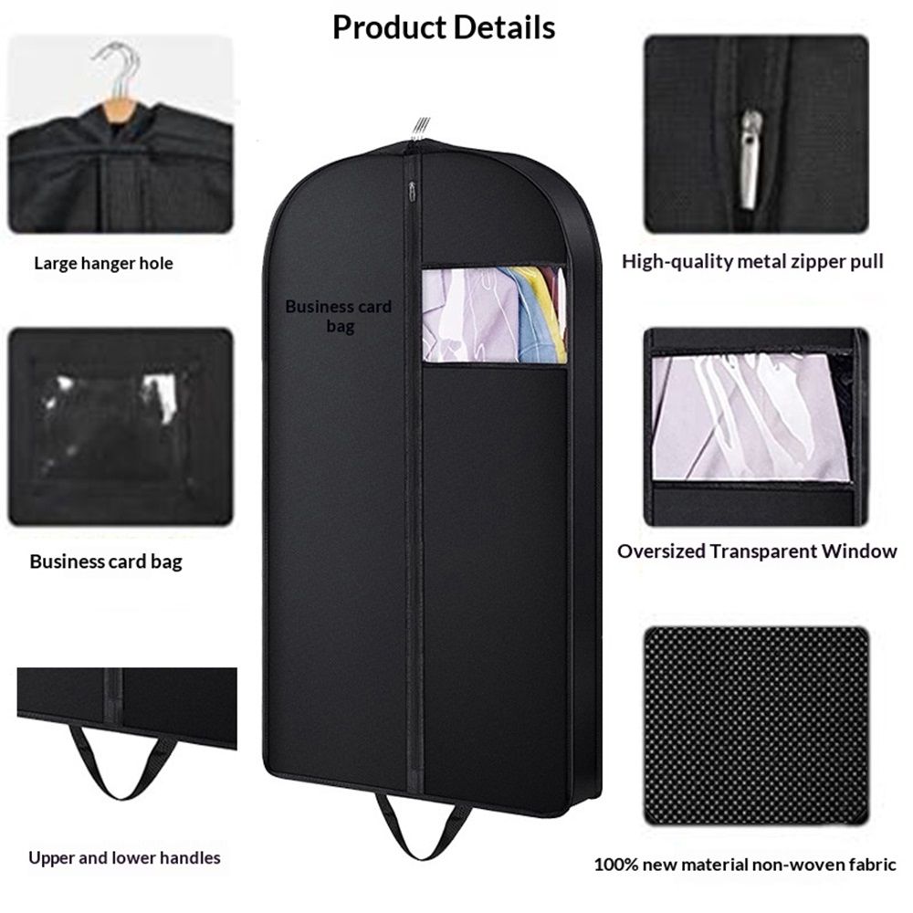 Garment Bag 59-Inch – Non-Woven Hanging Clothes Storage Cover for Suits, Dresses & Coats, Zippered for Closet or Travel (black,Dust bag only)