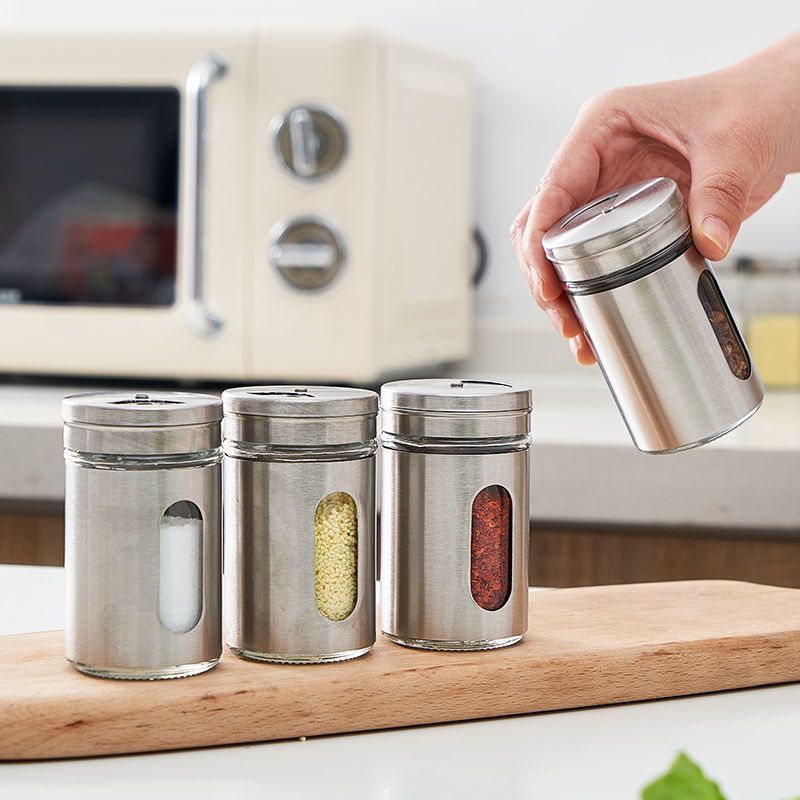 4pc Stainless Steel Canister Set for Kitchen Counter with Window Airtight Lids, Food Storage Containers, Pantry Storage