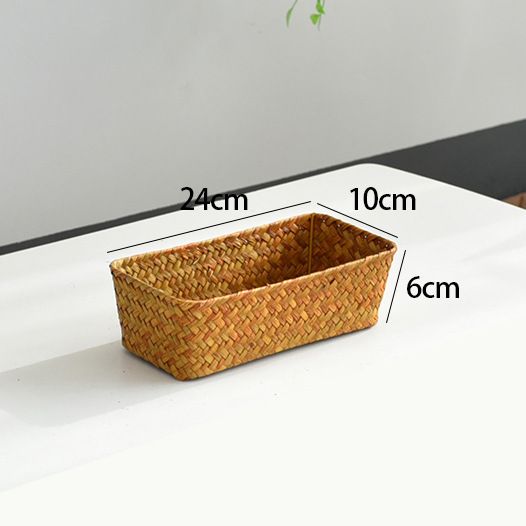 Storage Basket, Seagrass Basket for Organizing, Woven Open Storage Bins, Decorative Shelf Baskets, Seagrass, Set of 3