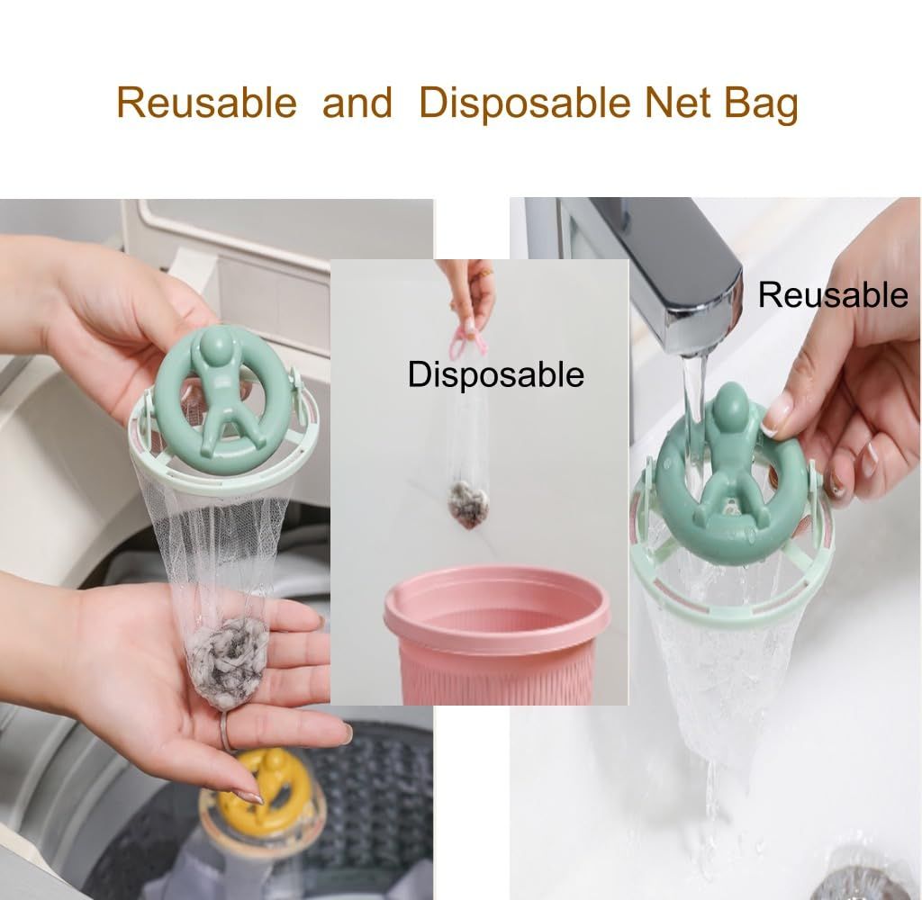 2 Pieces Washing Machine Lint Filter Bag, Cleaning Washing Machine Hair Remover Reusable Filter Mesh Bag Laundry Filter Mesh Pouch