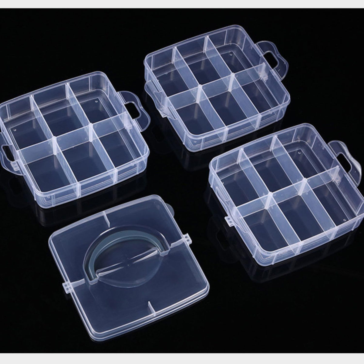 3-Tier Stackable Storage Container Box with 18 Compartments, Plastic Organizer Box for Craft Organizers and Storage