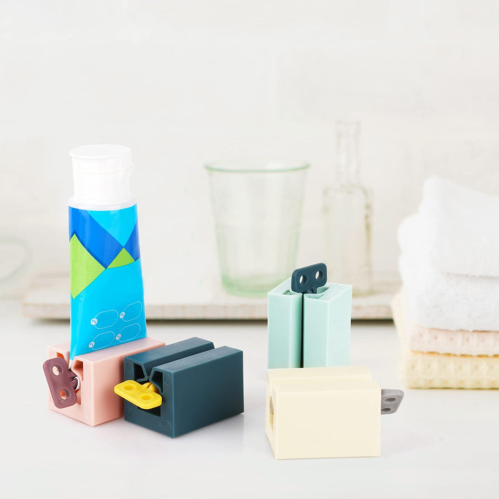 Rolling Toothpaste Squeezer Set of 4 Standing Toothpaste Holder Bathroom Organizer Tube Squeezer Tool for Toothpaste, Ointment