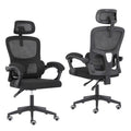 Ergonomic Reclining Office Chair - Lumbar Support, Adjustable Headrest VELTRA - BLACK