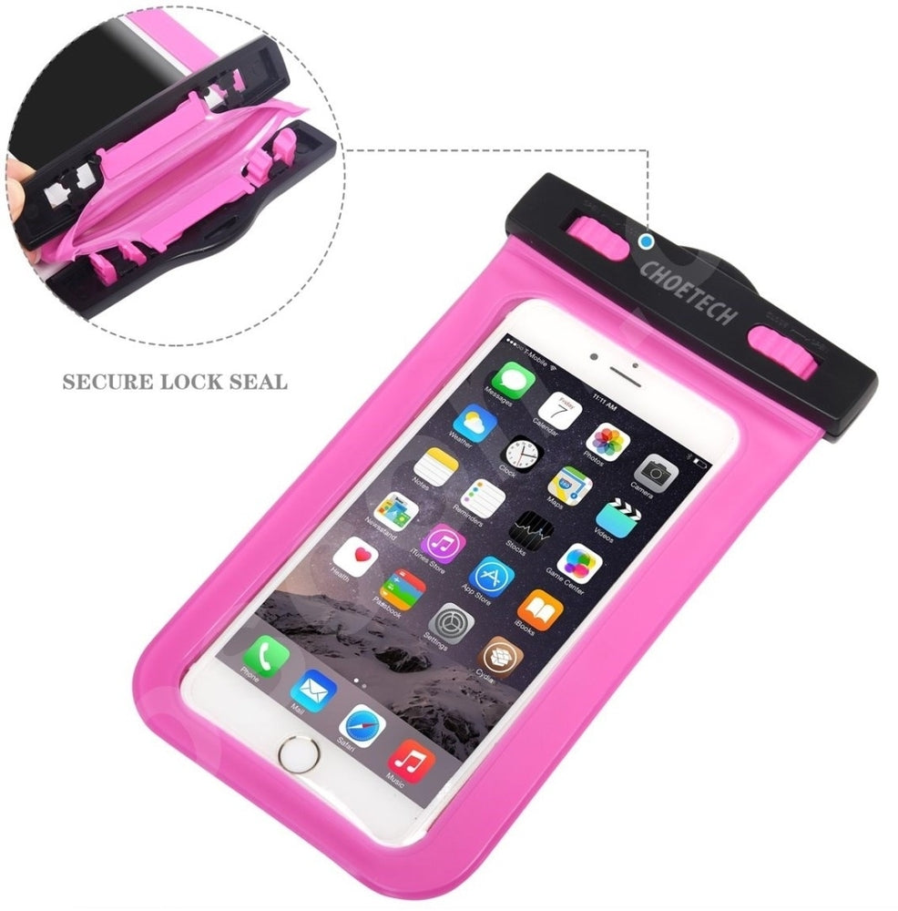 CHOETECH WPC007-PK Universal WaterProof Cell Phone Pouch bag up to 8-inch (Pink)
