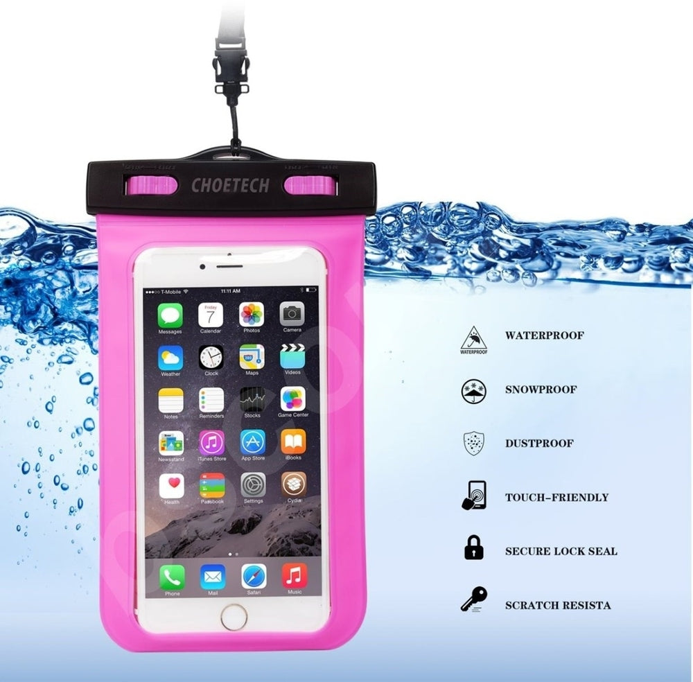 CHOETECH WPC007-PK Universal WaterProof Cell Phone Pouch bag up to 8-inch (Pink)