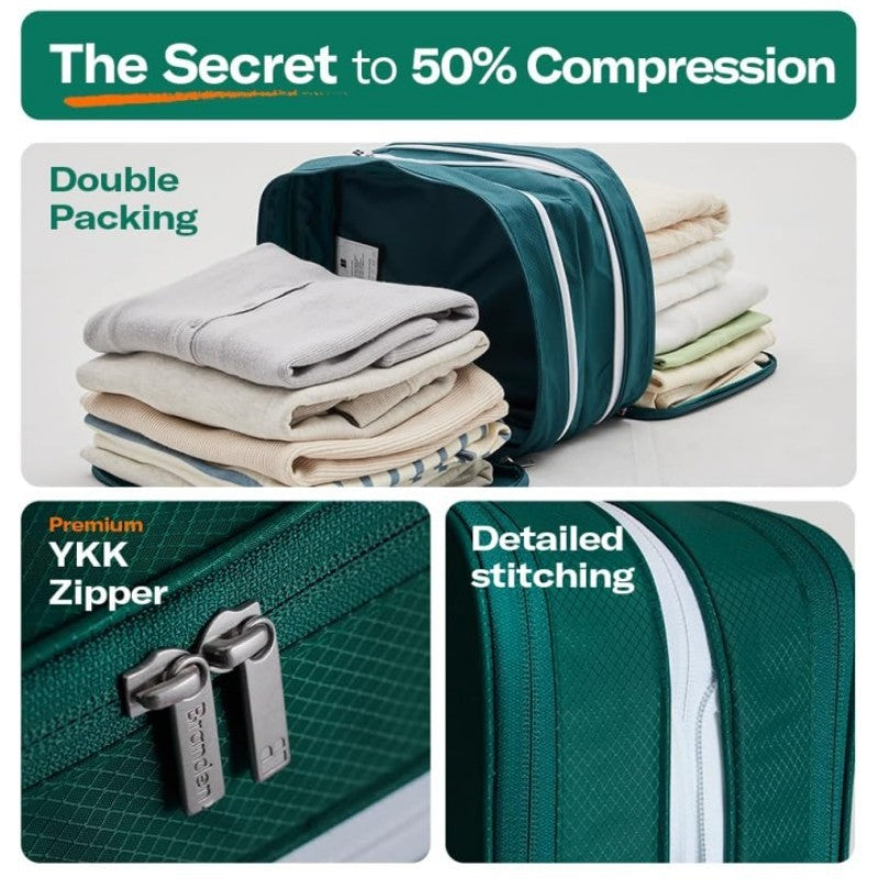 Beige Durable Double-Zipper Expandable Water-Resistant Thick and Thin Clothing Storage Bag - Size 40*30*15CM
