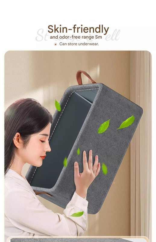 2pc Foldable Fabric Storage Bin with Steel Frame & Handles - 26L Stackable Closet Organizer(Khaki)