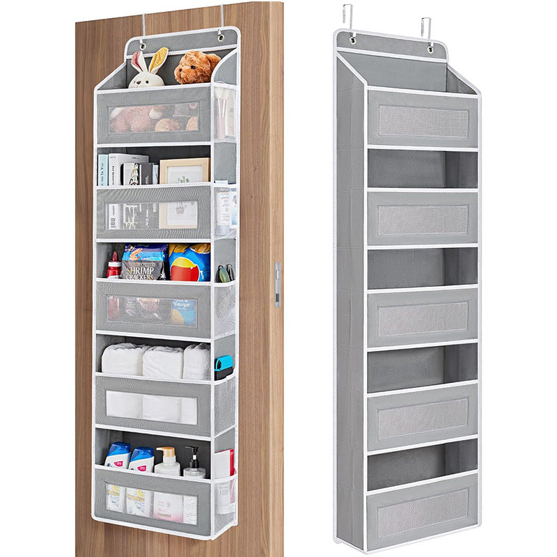 5-Tier Grey Over The Door Organizer – Heavy-Duty Hanging Storage (15.7in x 5.5in) with Anti-Tilt Design for Nursery, Pantry & Dorm