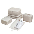 6-Piece Off-White Memory Fabric Travel Compression Packing Cubes Set - Waterproof, Anti-Wrinkle Luggage Organizer & Space Saver