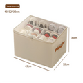 Foldable Shoe Storage Box with Clear Lid 12 Compartment Wardrobe Organiser for Sneakers Flat Sandals 600D Oxford Fabric Container with Handles Beige