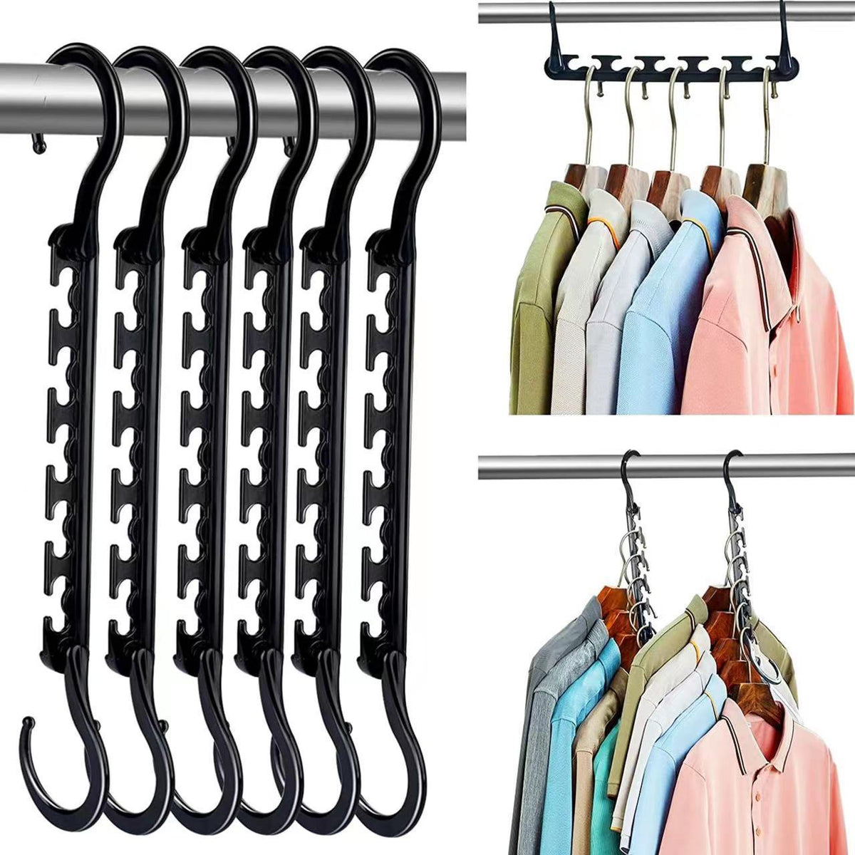 10-Pack 360° Rotating Magic Cascading Hangers - Space-Saving 10-Port Folding Clothes Rack